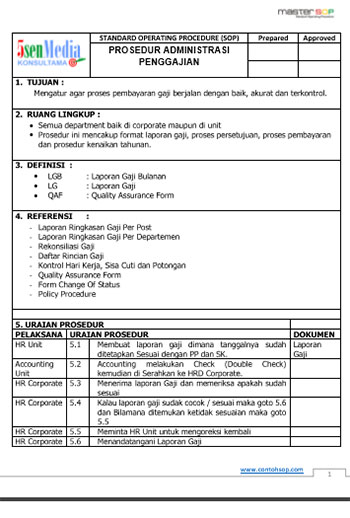 Detail Contoh Prosedur Kerja Nomer 41