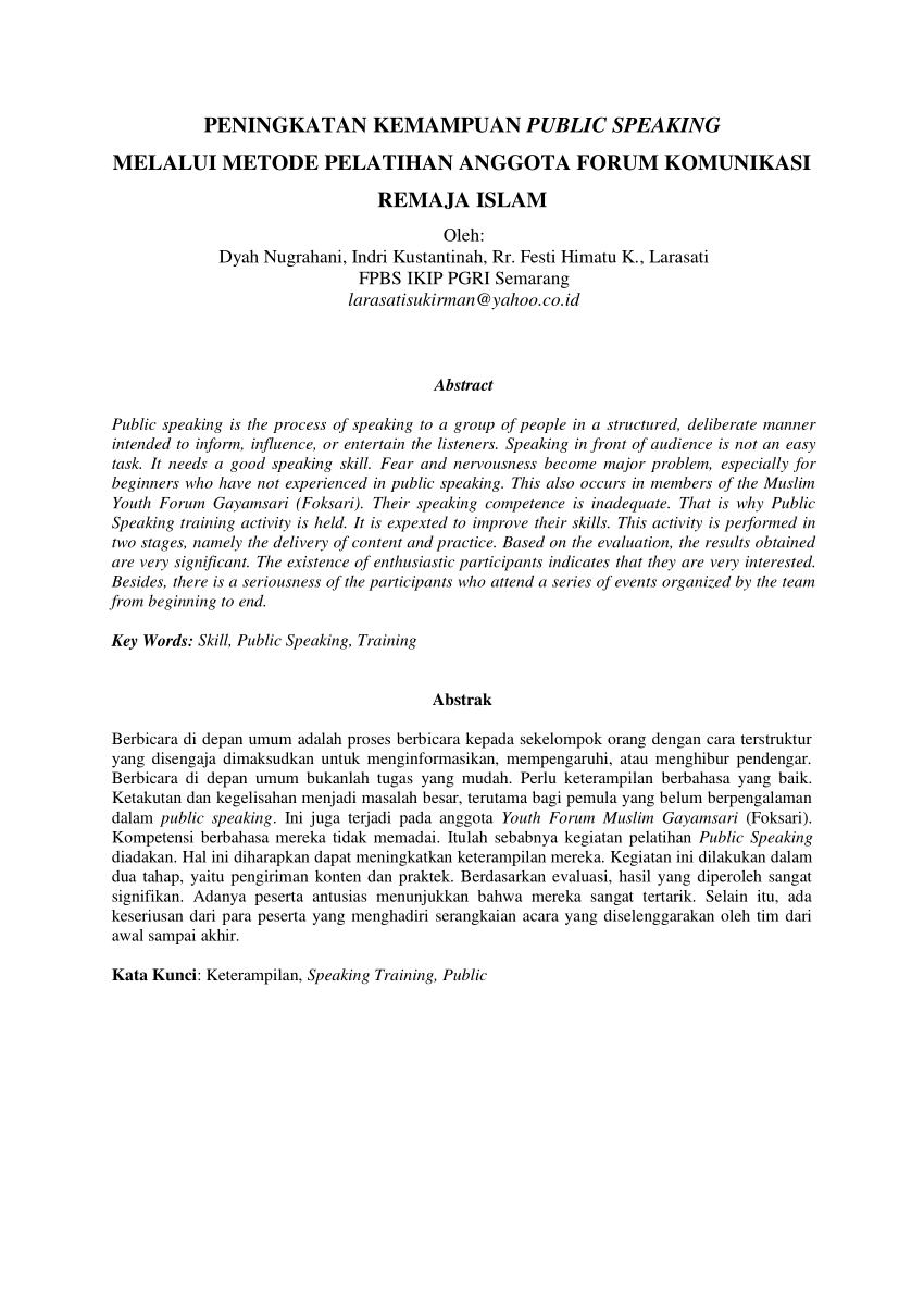 Detail Contoh Public Speaking Nomer 6