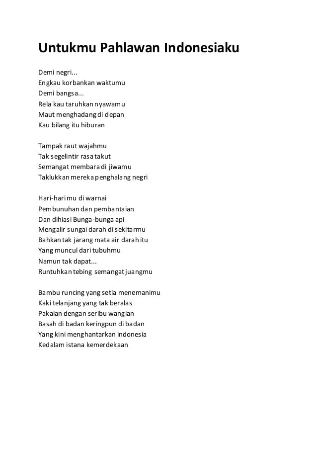 Detail Contoh Puisi Berjudul Pahlawan Nomer 39
