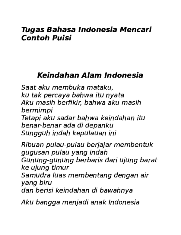 Contoh Puisi Keindahan Alam Indonesia - KibrisPDR