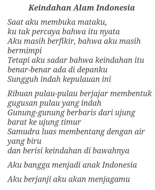 Detail Contoh Puisi Keindahan Alam Indonesia Nomer 25