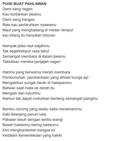 Detail Contoh Puisi Pendek Tentang Kemerdekaan Nomer 36