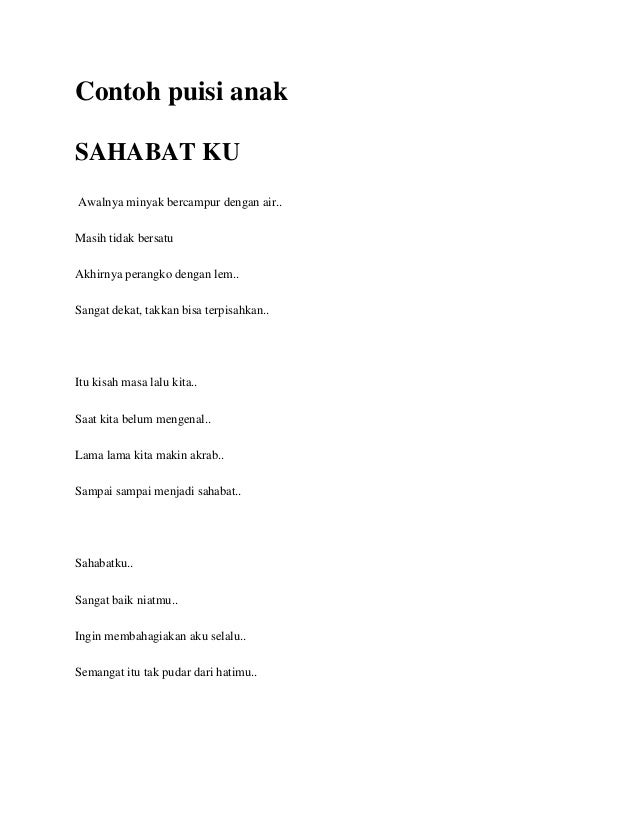 Detail Contoh Puisi Sahabat Nomer 25