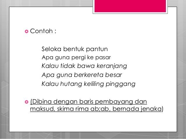 Detail Contoh Puisi Seloka Nomer 8