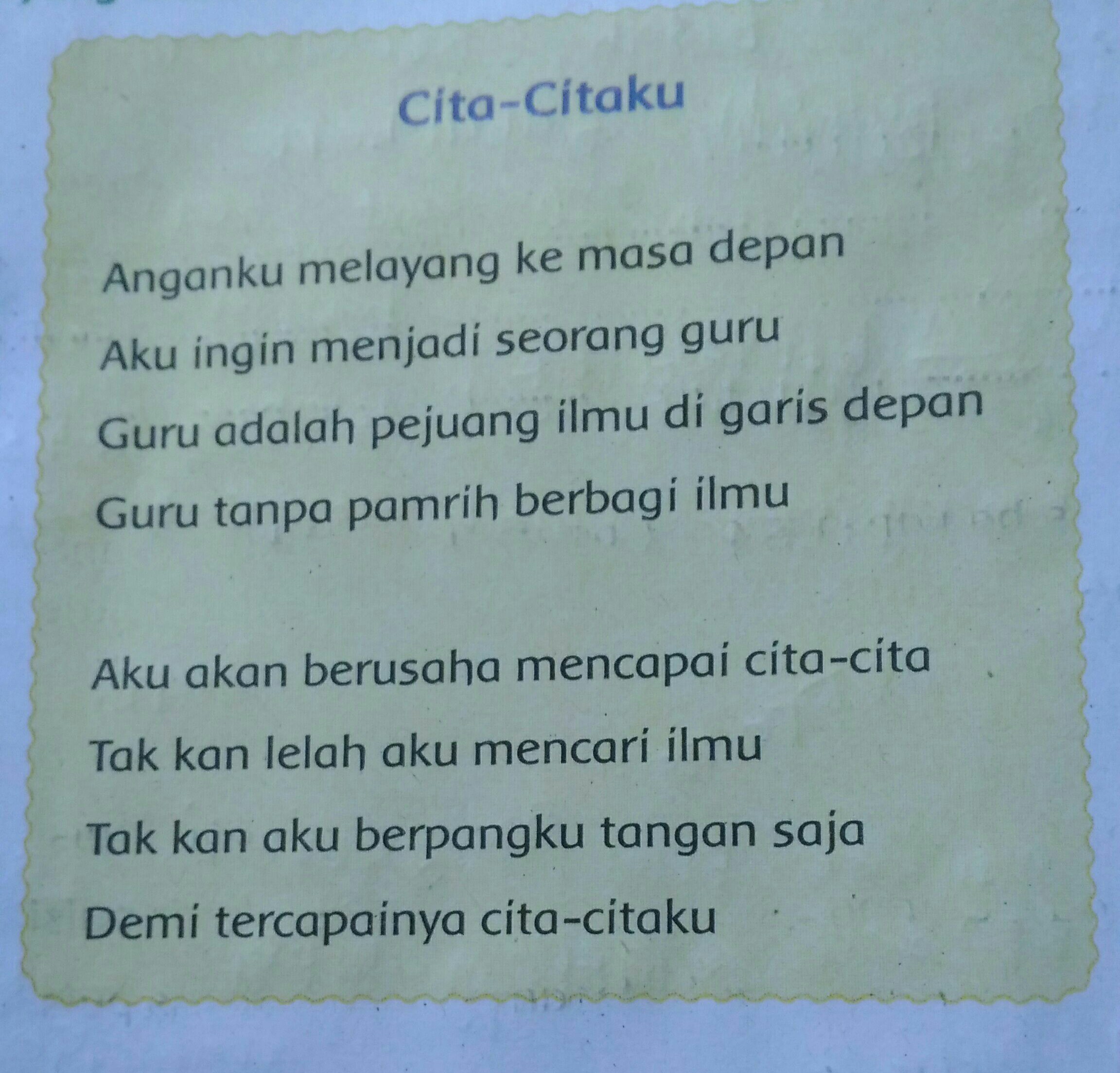 Detail Contoh Puisi Tentang Cita Cita Nomer 5