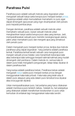 Detail Contoh Puisi Yang Sudah Di Parafrase Nomer 9