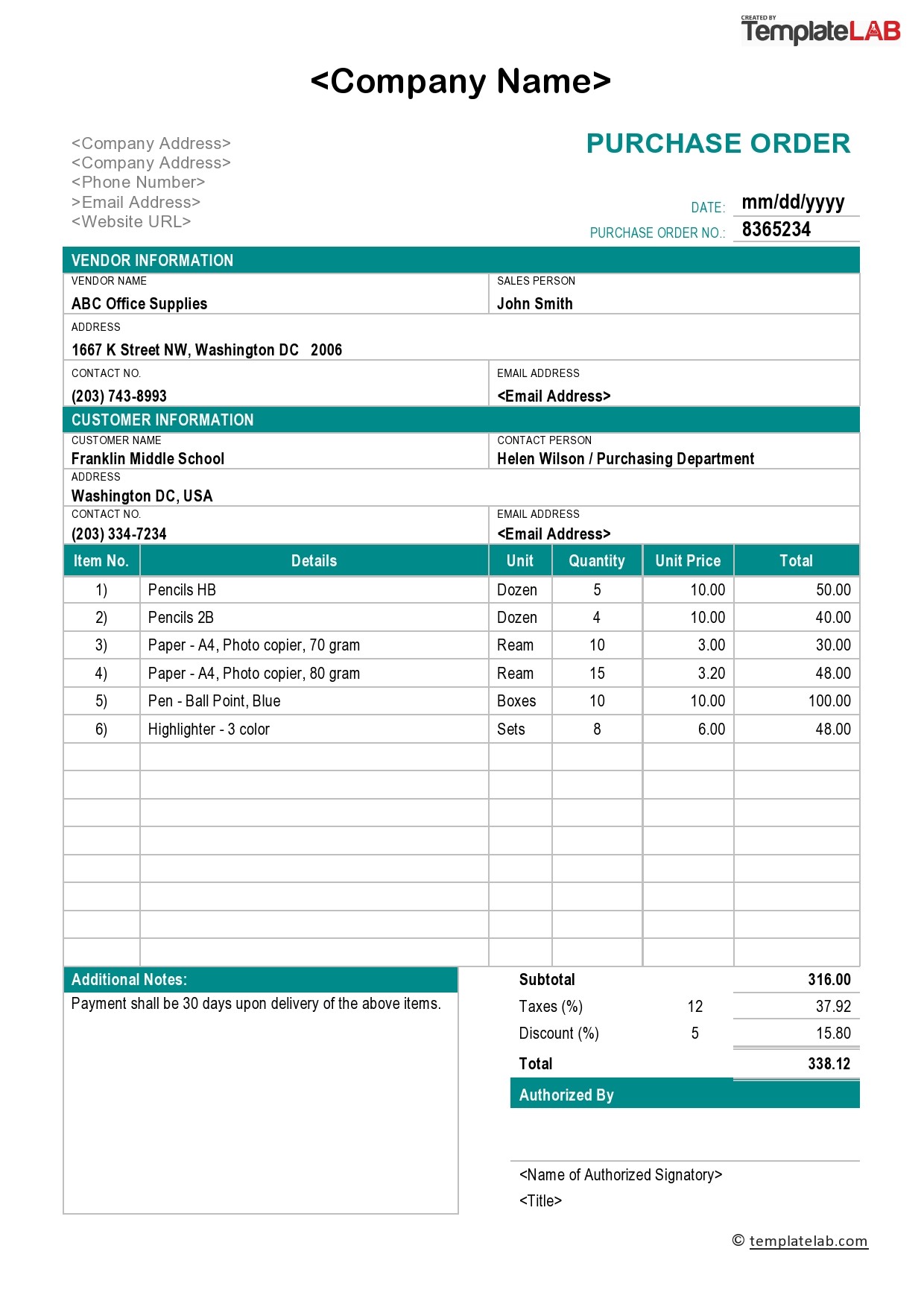 Detail Contoh Purchase Order Form Nomer 14