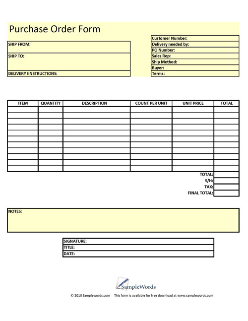 Detail Contoh Purchase Order Form Nomer 27