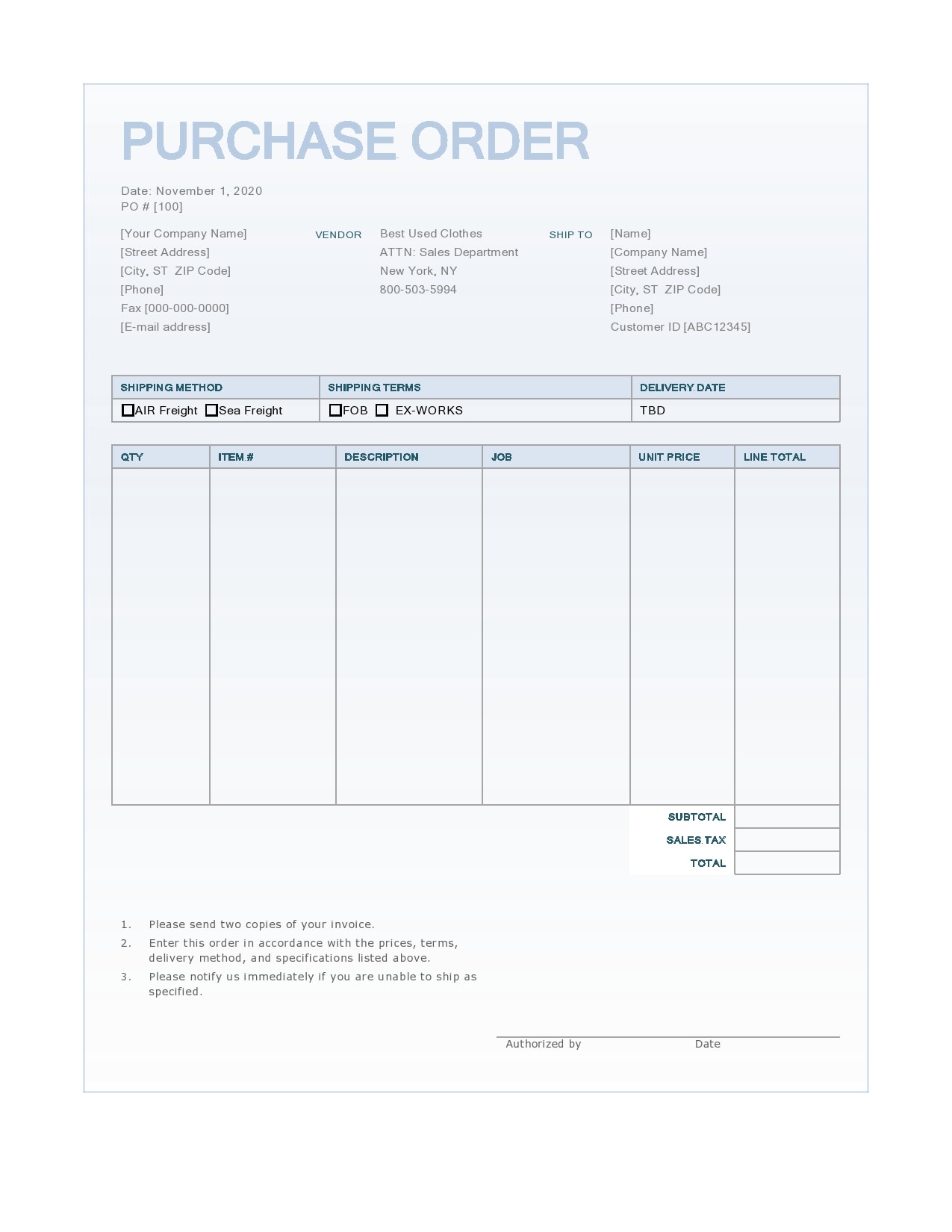 Detail Contoh Purchase Order Form Nomer 33