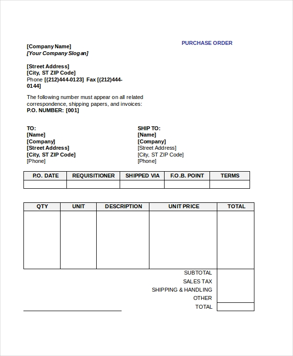 Detail Contoh Purchase Order Form Nomer 7