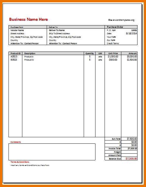 Detail Contoh Purchase Order Word Nomer 19