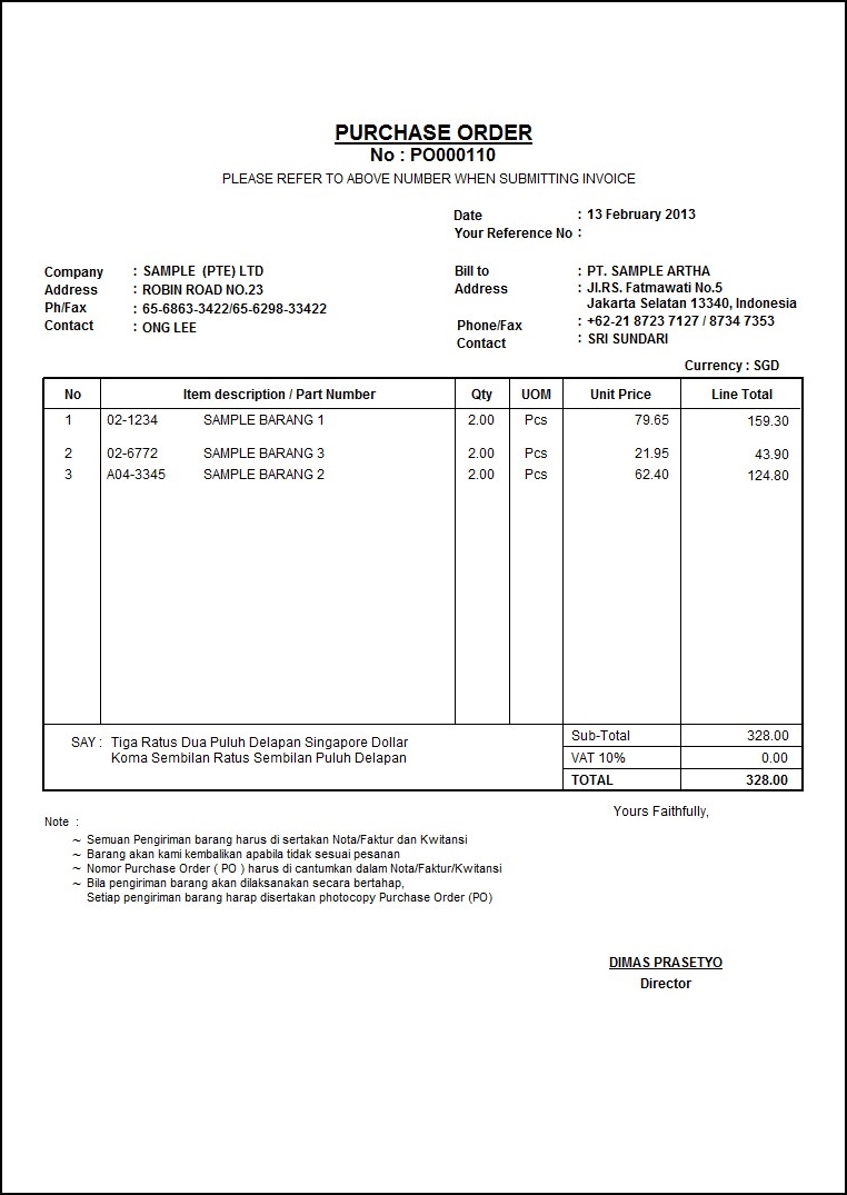 Detail Contoh Purchase Order Word Nomer 35