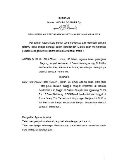 Detail Contoh Putusan Hakim Nomer 5