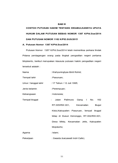 Detail Contoh Putusan Hakim Nomer 6