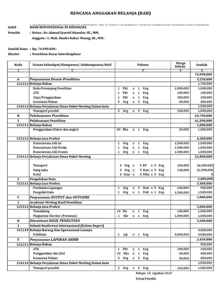 Detail Contoh Rab Penelitian Nomer 2