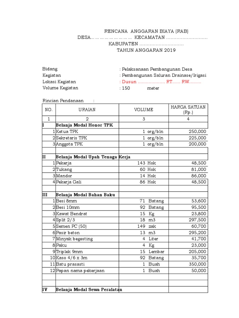 Detail Contoh Rab Sederhana Nomer 46