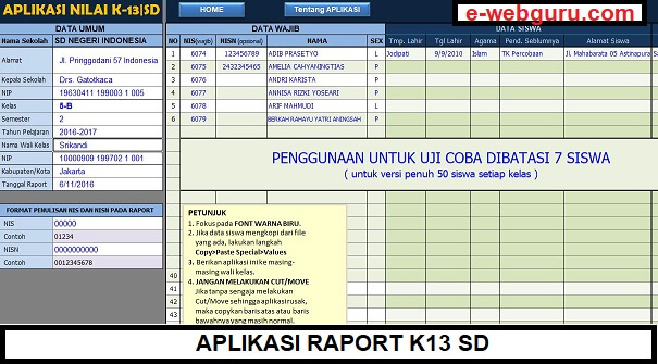 Detail Contoh Raport K13 Nomer 21