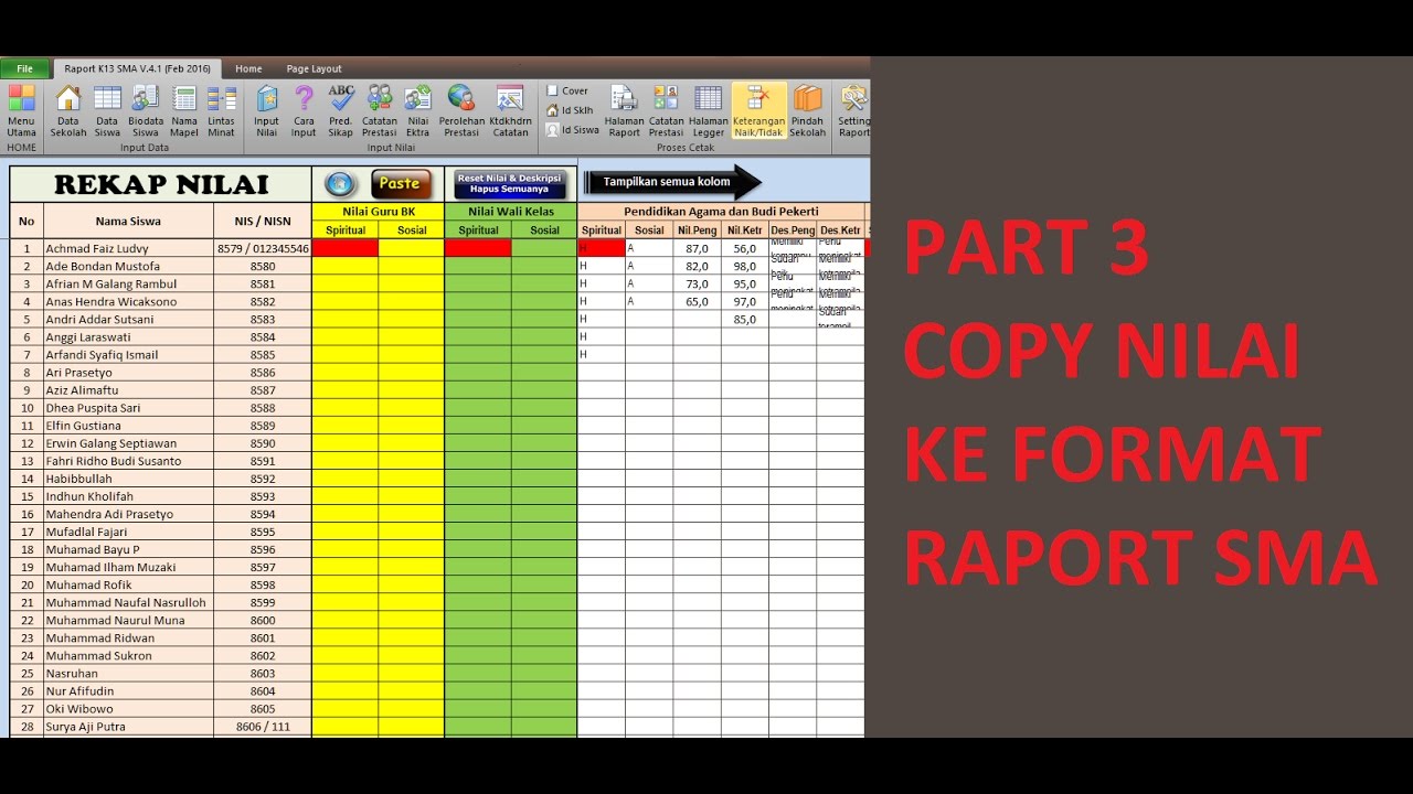 Download Contoh Raport K13 Nomer 32