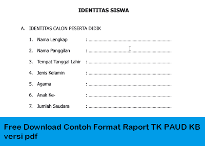 Detail Contoh Raport Paud Nomer 12