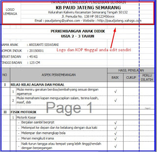 Detail Contoh Raport Paud 2019 Nomer 27