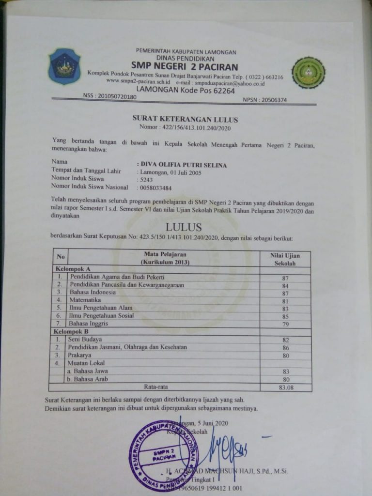 Detail Contoh Raport Yang Sudah Dilegalisir Nomer 9