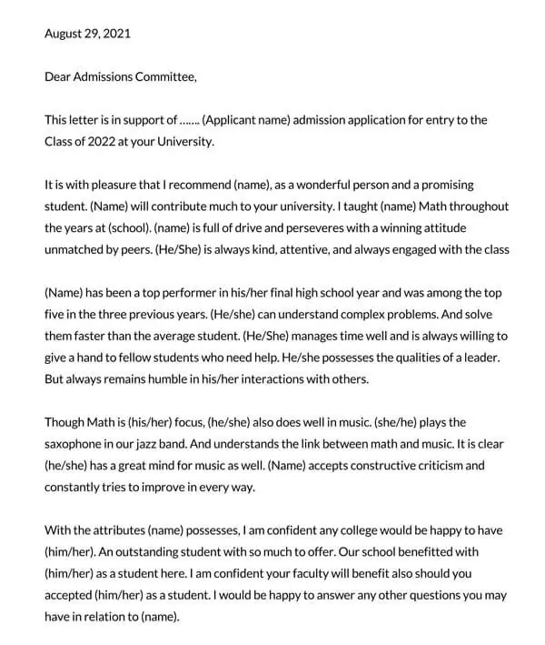Detail Contoh Recommendation Letter Nomer 24