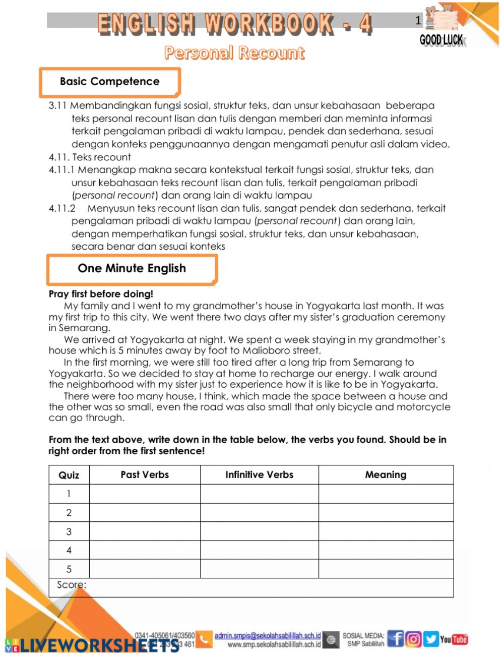 Detail Contoh Recount Text Tentang Pengalaman Di Smp Nomer 23