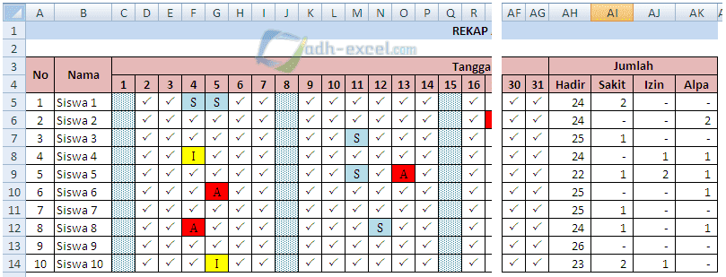 Detail Contoh Rekap Absen Siswa Per Bulan Nomer 2