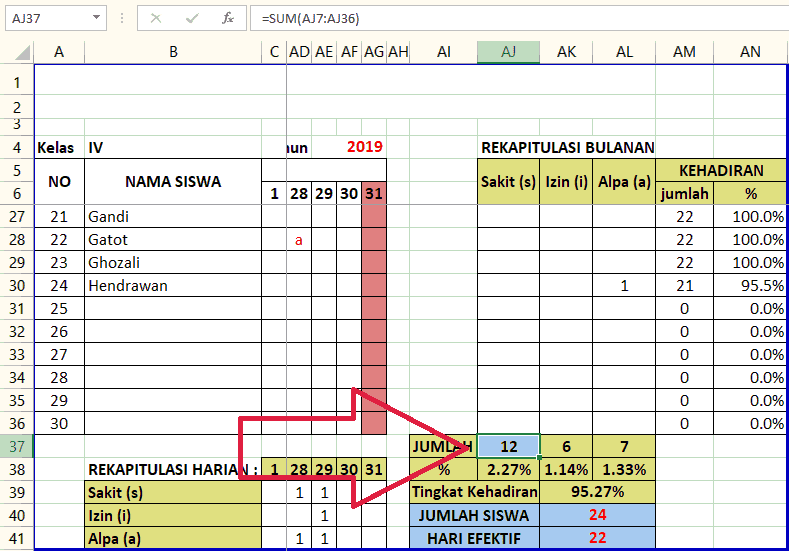 Detail Contoh Rekap Absen Siswa Per Bulan Nomer 48