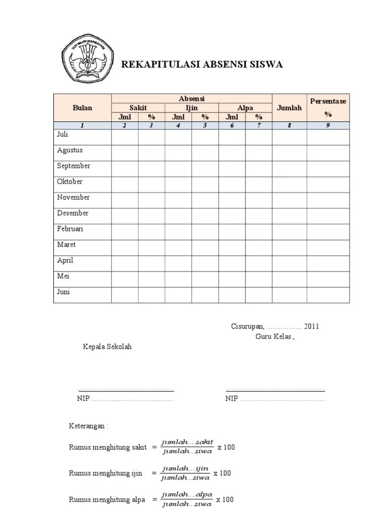 Detail Contoh Rekap Absen Siswa Per Bulan Nomer 51