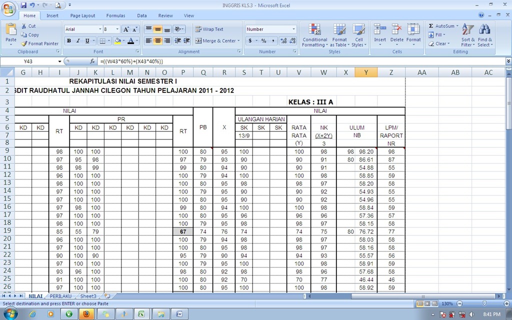 Detail Contoh Rekap Nilai Nomer 29