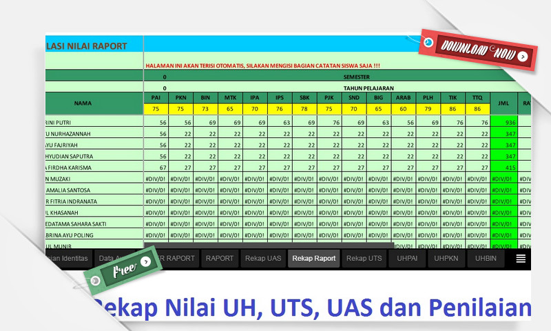 Detail Contoh Rekap Nilai Nomer 53