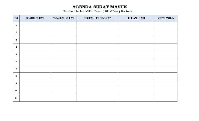 Detail Contoh Rekap Surat Masuk Nomer 8