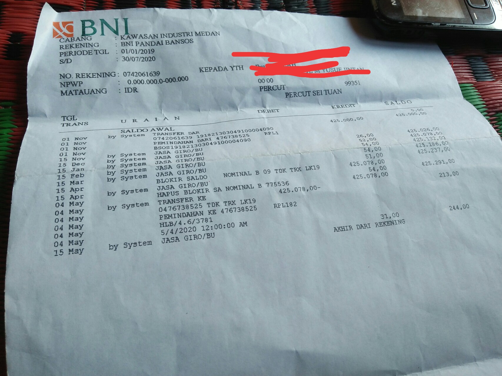 Detail Contoh Rekening Koran Bni Nomer 19