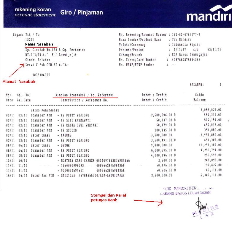 Detail Contoh Rekening Mandiri Nomer 17