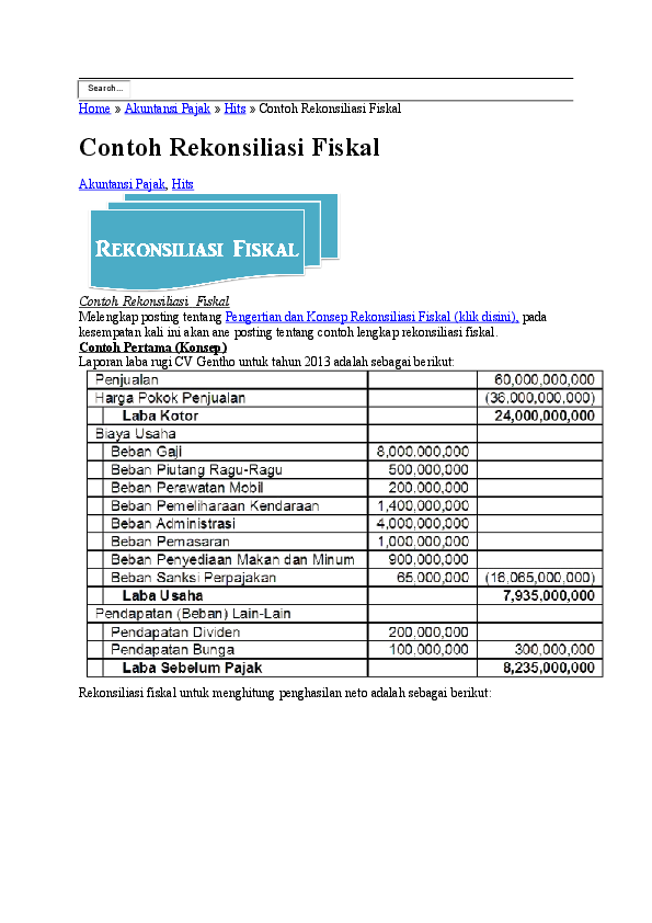 Detail Contoh Rekonsiliasi Fiskal Nomer 29