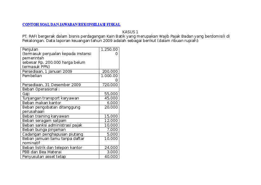 Detail Contoh Rekonsiliasi Fiskal Nomer 36