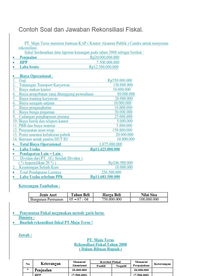 Detail Contoh Rekonsiliasi Fiskal Nomer 41