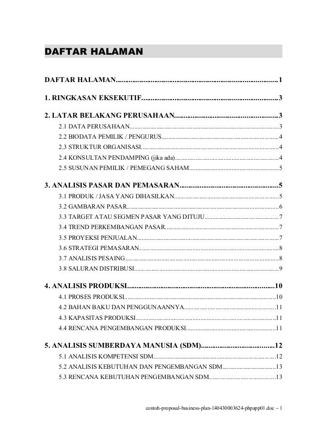 Detail Contoh Rencana Bisnis Makanan Nomer 33