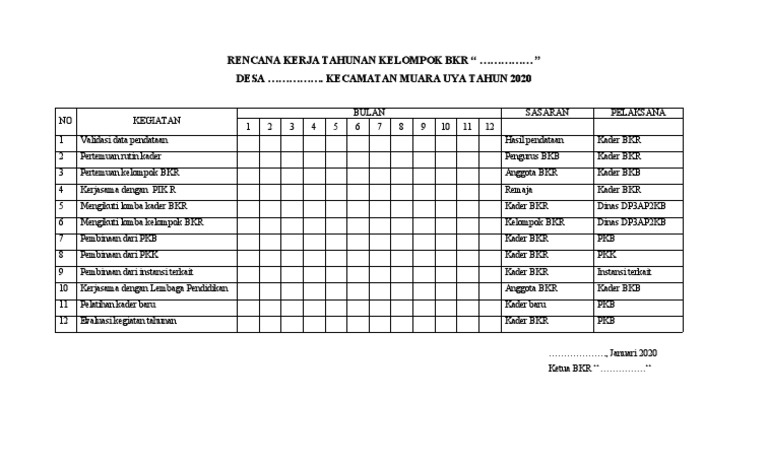 Detail Contoh Rencana Kerja Bulanan Nomer 28