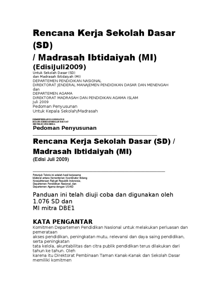 Detail Contoh Rencana Kerja Sekolah Nomer 13