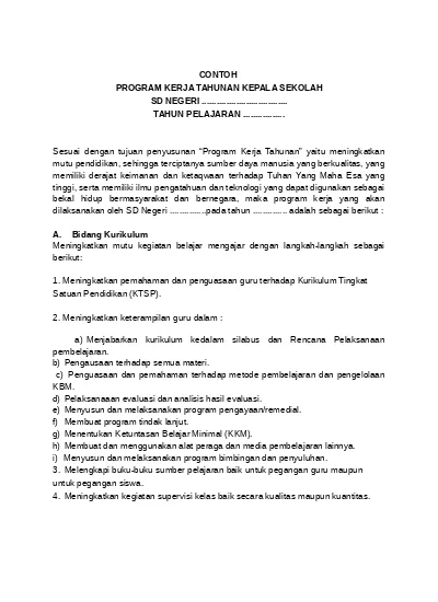 Detail Contoh Rencana Kerja Sekolah Nomer 50