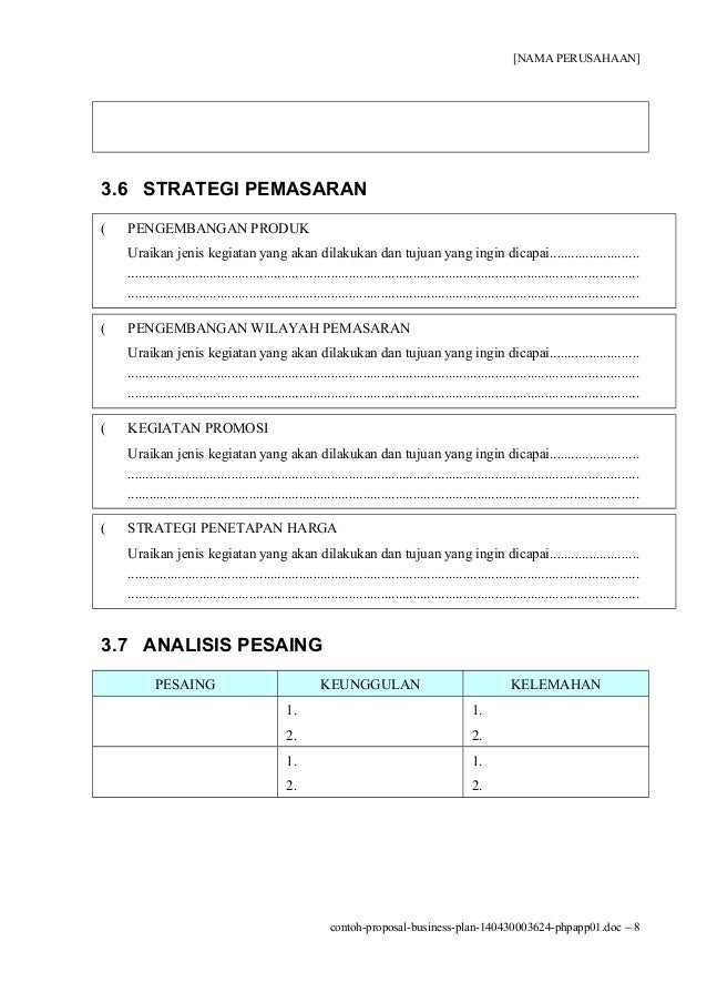 Detail Contoh Rencana Pemasaran Nomer 32