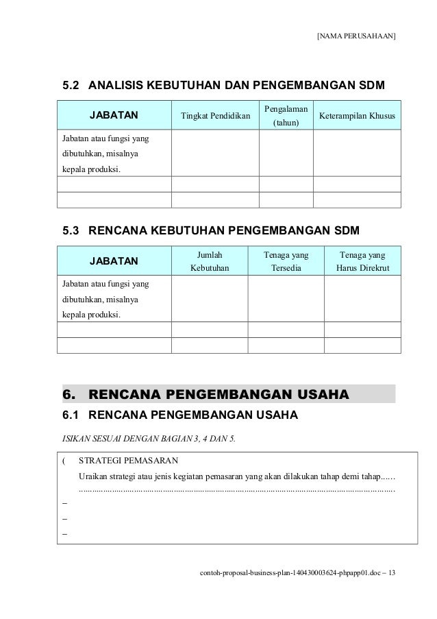 Detail Contoh Rencana Pengembangan Usaha Nomer 5