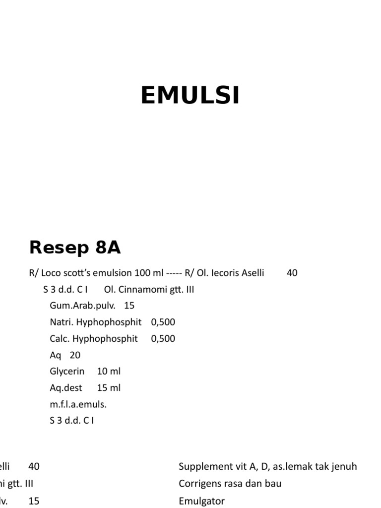 Detail Contoh Resep Emulsi Nomer 2