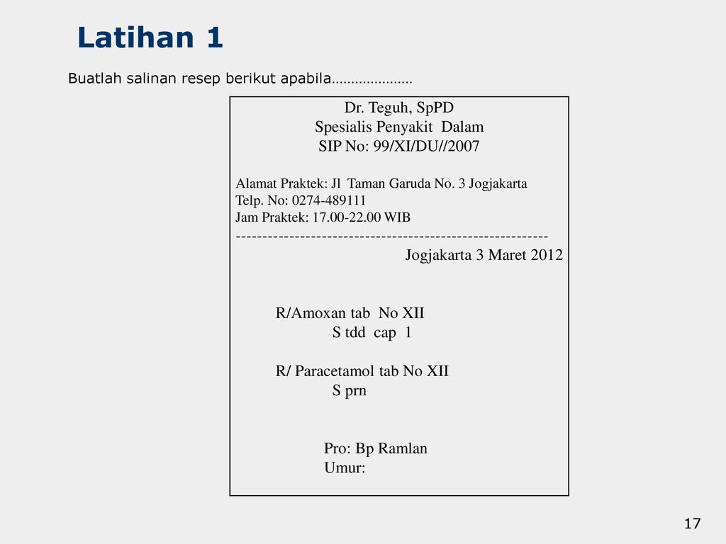 Detail Contoh Resep Obat Nomer 11