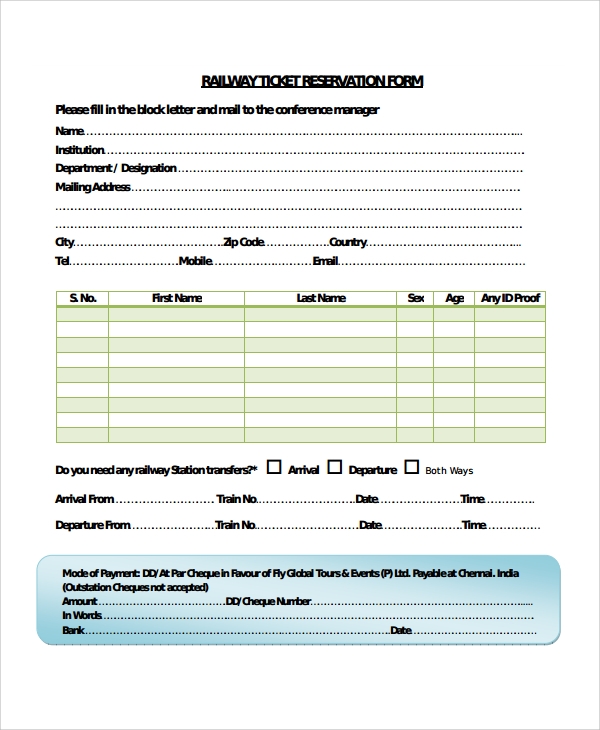 Detail Contoh Reservation Form Nomer 11