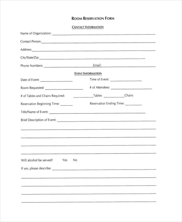 Detail Contoh Reservation Form Nomer 23
