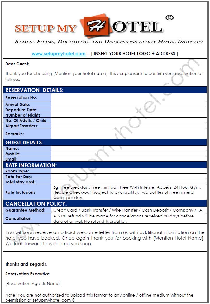 Detail Contoh Reservation Form Nomer 53