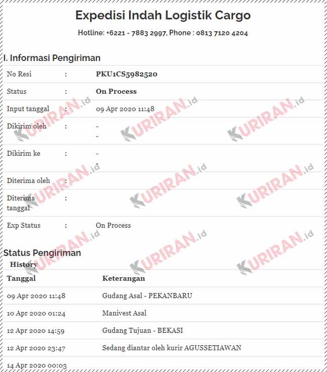 Detail Contoh Resi Indah Cargo Nomer 22